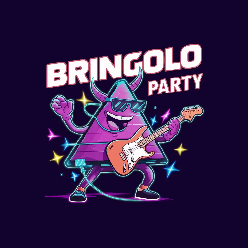 Neon Triangle with Horns and Jack Cable Funny Logo for BRINGO PARTY Music Event