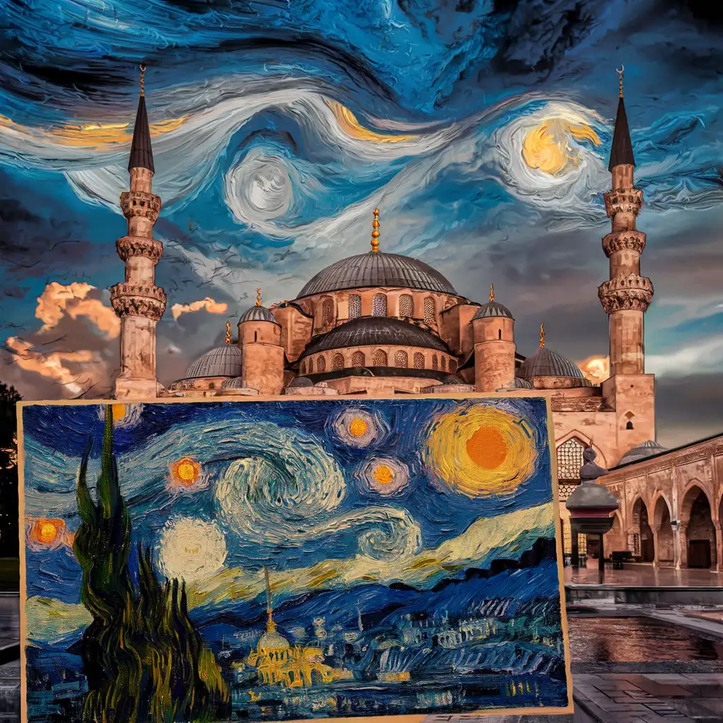 Photo Montage of Van Gogh and Persian Mosque