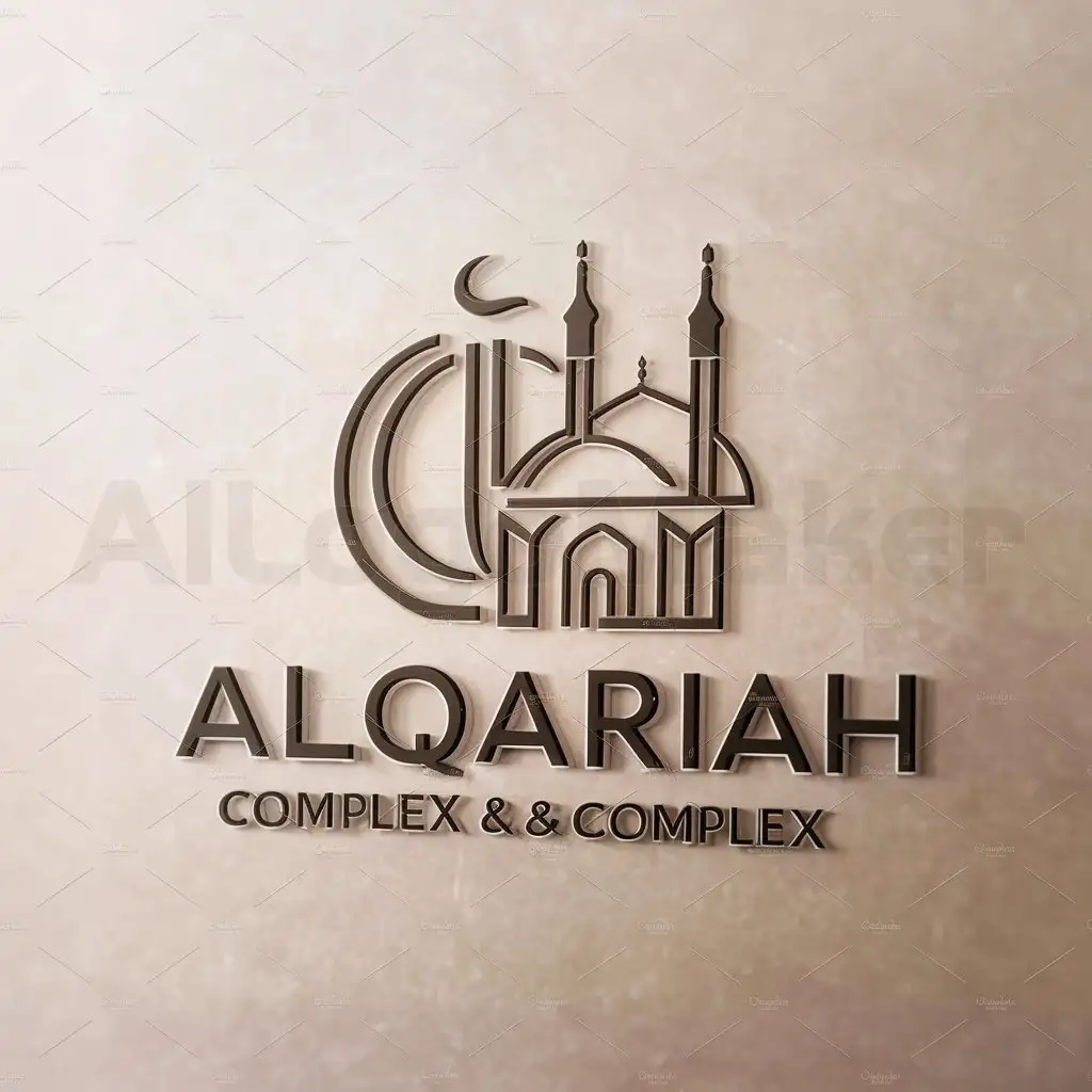 a logo design,with the text "AlQariah", main symbol:Quran, Mosque,complex,be used in Religious industry,clear background
