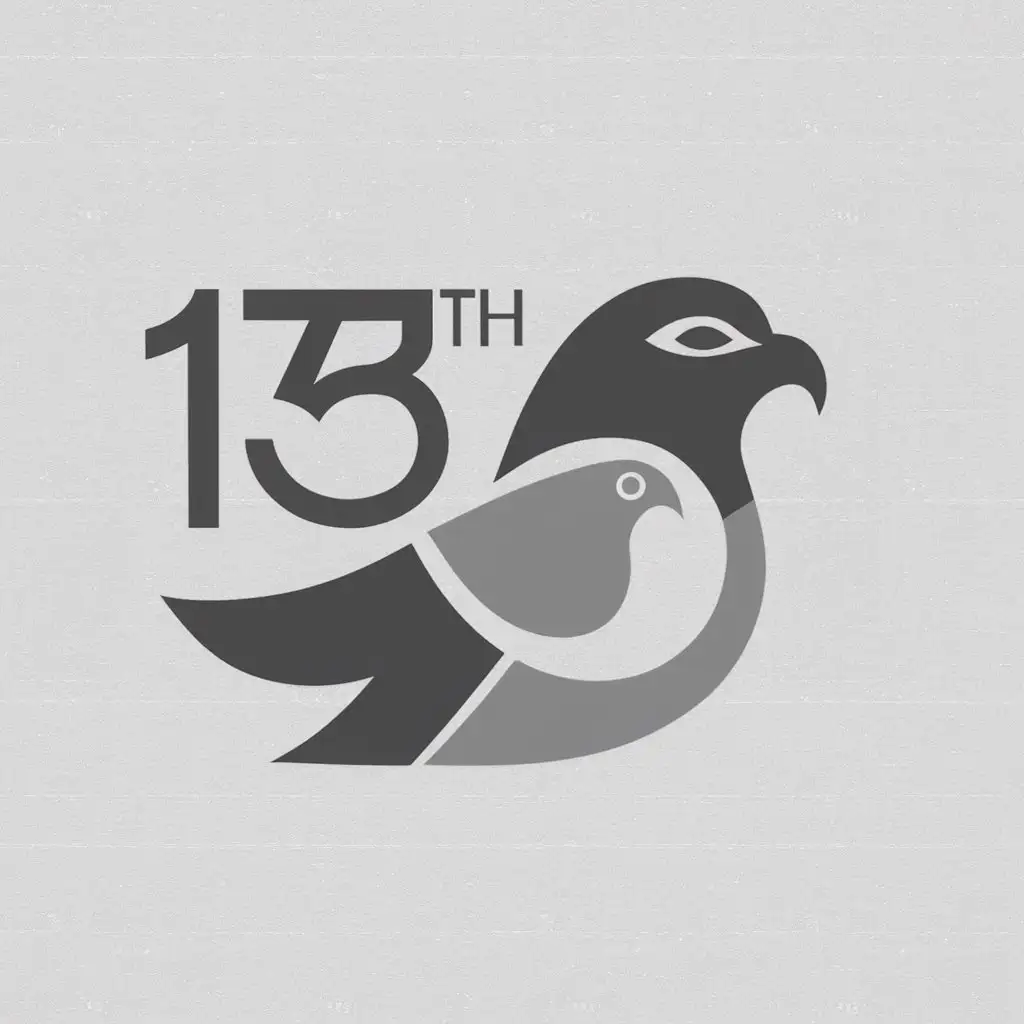 a logo design,with the text "13TH", main symbol:eagle and pigeon,Minimalistic,be used in Religious industry,clear background