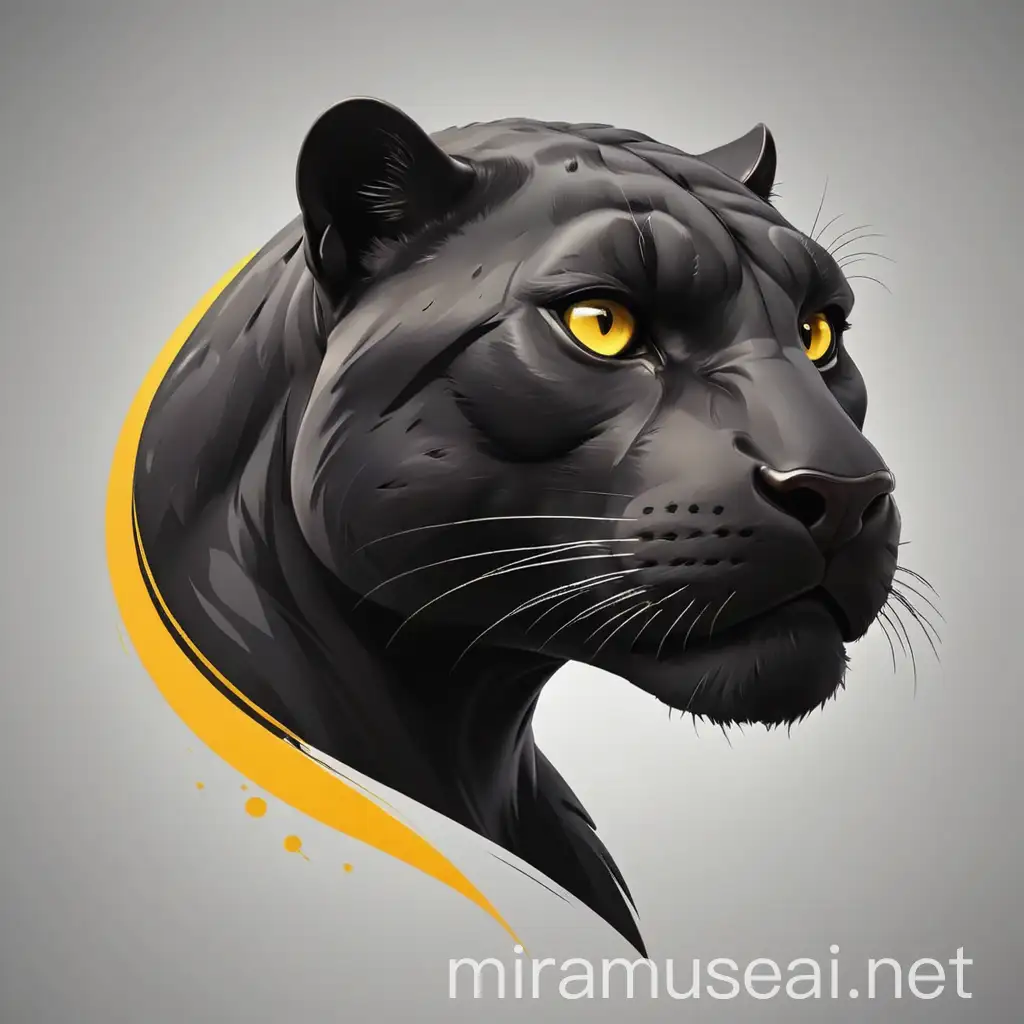 Panther silouette for a logo with only yellow, black and transparent colors 
