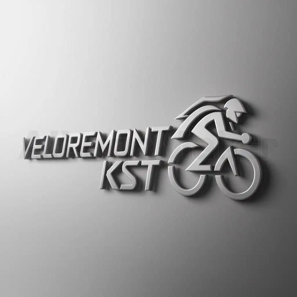 a logo design,with the text "Veloremont KST", main symbol:Velosipedist rides at speed,Moderate,be used in Sports Fitness industry,clear background