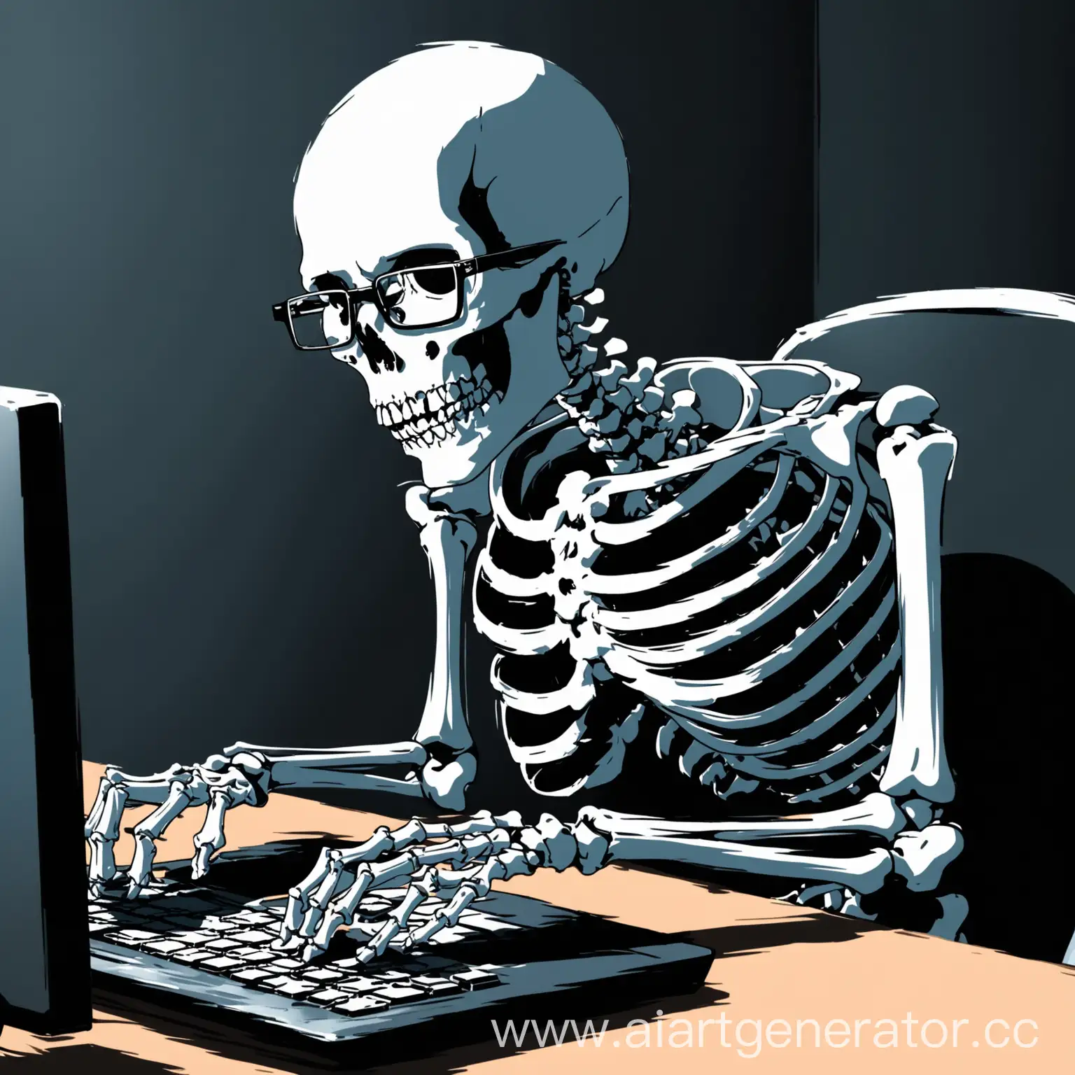 Smart-Skeleton-with-Glasses-Engaged-in-Computer-Play