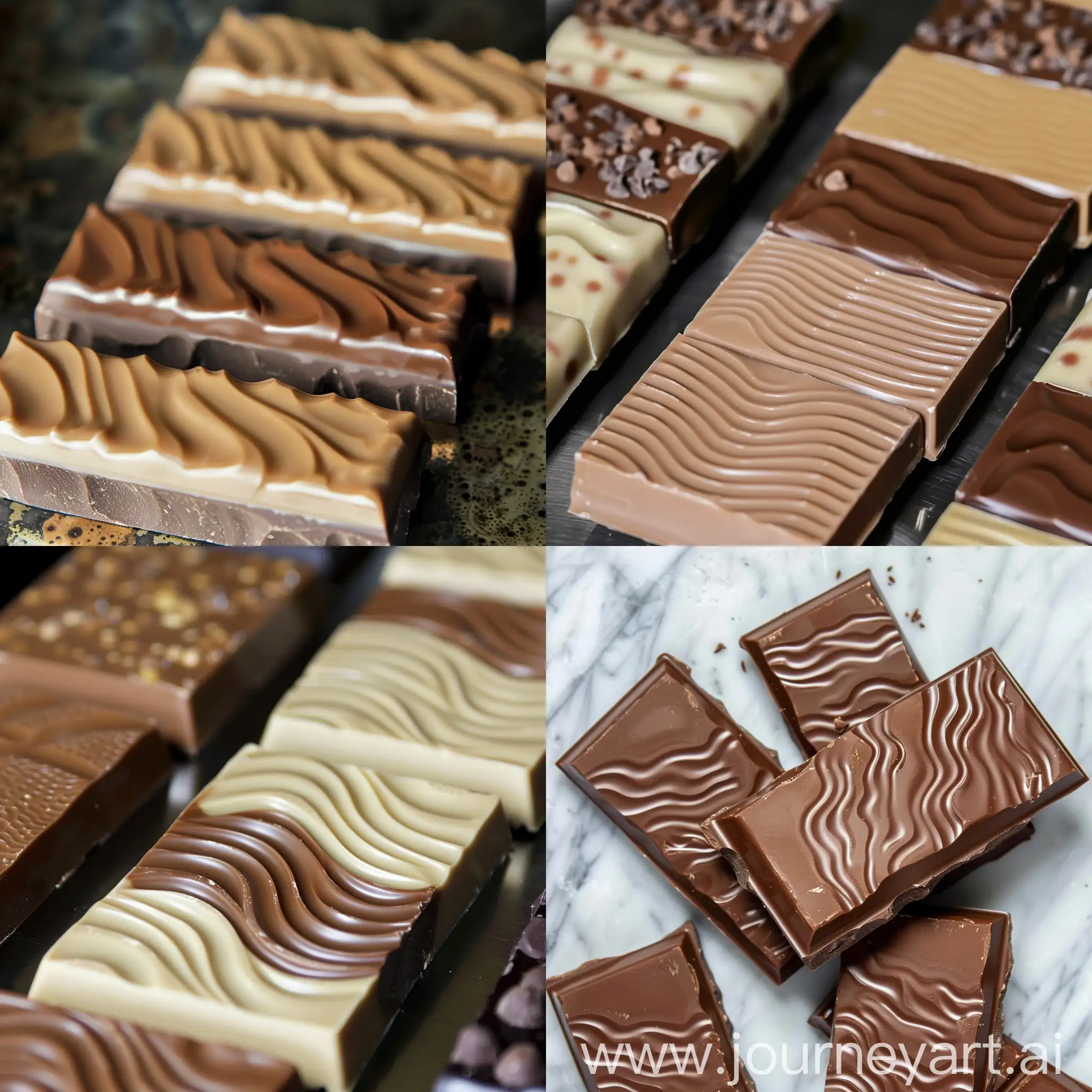 Chocolate bars with river ripples from gourmet Willy Wonka