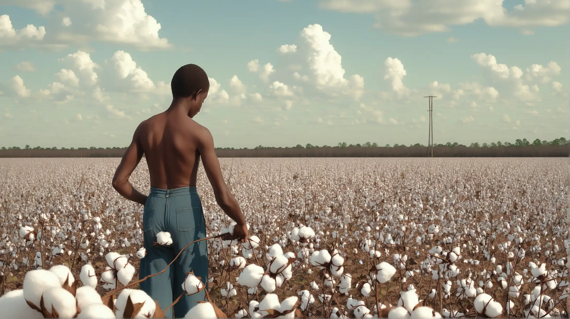 Cotton Picking in Louisiana Historic Scene with Colorful Fields