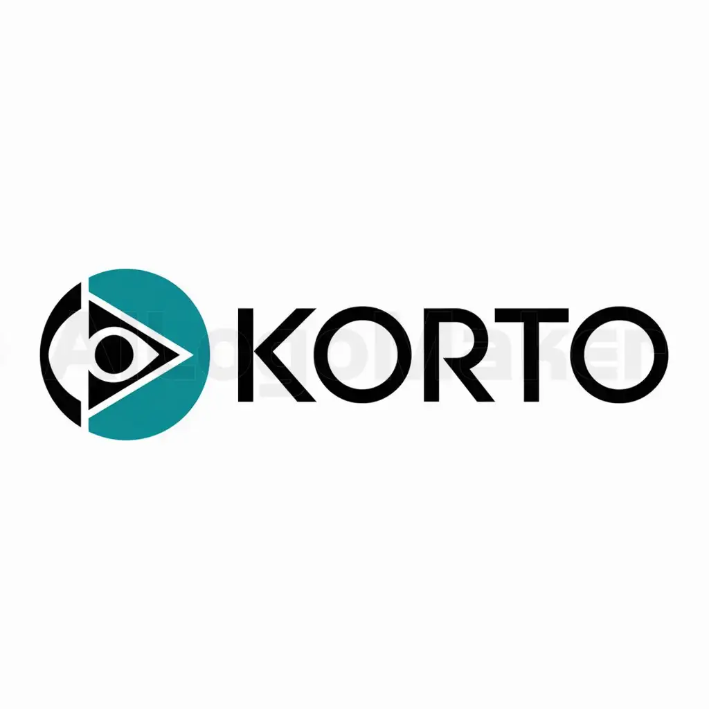 a logo design,with the text "Korto", main symbol:1. Symbolism:Video Element: Incorporate an icon or abstract symbol representing video (like a play button, camera lens, or film strip).Human Element: Include an abstract human figure or an eye to symbolize understanding and insight.Integration: The design should seamlessly combine video and human elements to emphasize the concept of understanding videos like a human.2. Style:Modern and Clean: Use sleek lines, geometric shapes, and a minimalist approach to convey a modern and professional look.Dynamic and Innovative: The logo should reflect the innovative nature of your technology.3. Color Palette:Primary Color: A bold and tech-forward color like teal or electric blue to signify trust, intelligence, and innovation.Secondary Color: A contrasting color like white or a darker shade of blue/gray to maintain a professional look and feel.4. Typography:Font Style: Use a sans-serif font that is modern and easy to read. This could be something like Helvetica, Open Sans, or Montserrat.Customization: Consider customizing the font slightly to make it unique to your brand.Draft Logo Concept:Logo Components:Icon: A stylized play button with an abstract human eye integrated into it.Typography: The word 'Korto' in a clean, modern sans-serif font.Color Scheme: Teal for the icon and black or dark gray for the text.Logo Sketch (Description):The icon is positioned to the left of the text.The play button is a triangle pointing right with a circle around it, representing the eye, suggesting vision and insight.Inside the circle, a subtle human figure or pupil design is integrated, indicating human-like understanding.The text 'Korto' is bold, with slight custom tweaks to the letters to add uniqueness.,Moderate,be used in Entertainment industry,clear background