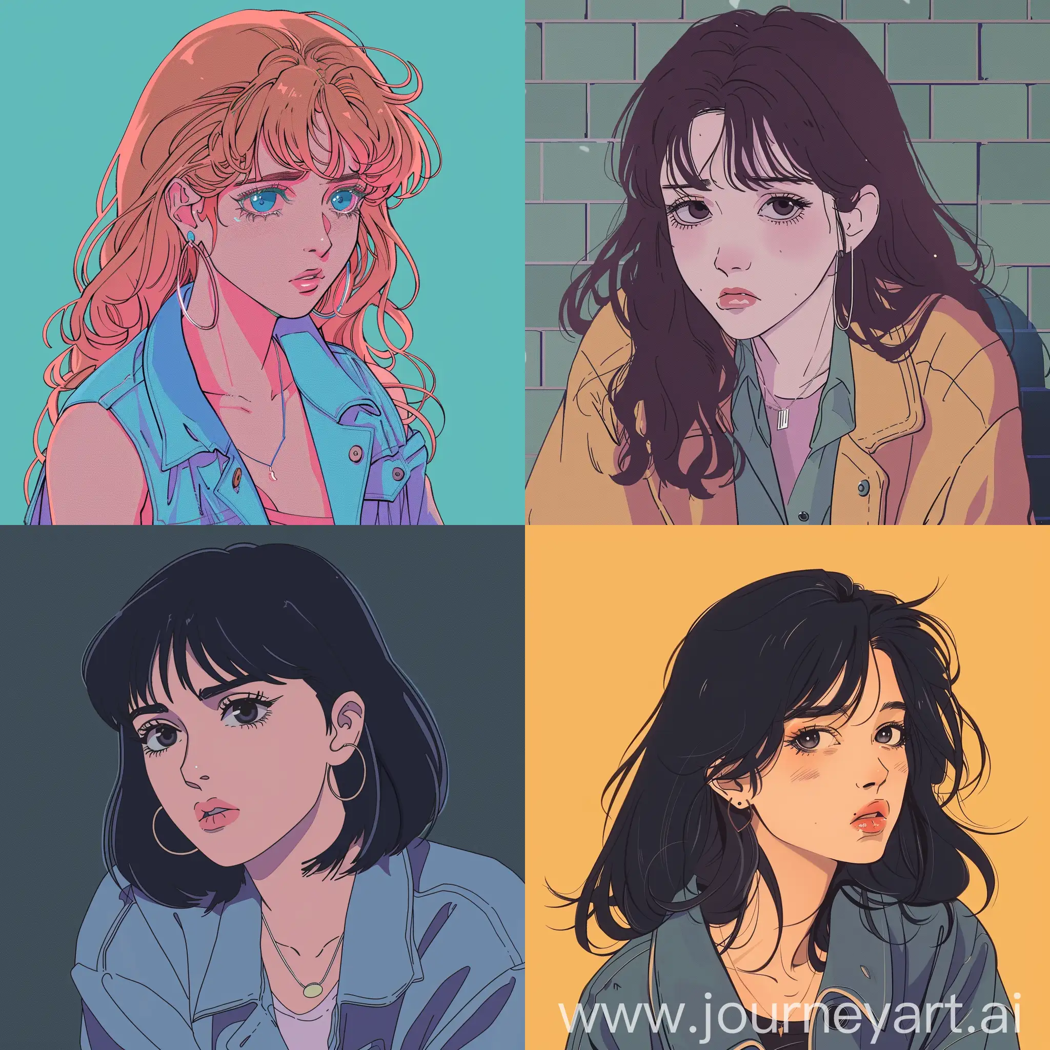 Emotional woman 90s anime style