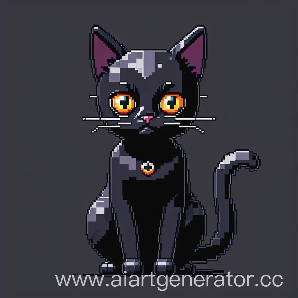 Mystical-Black-Cat-Pixel-Art-Enchanting-Feline-Sprite-in-Digital-Pixels