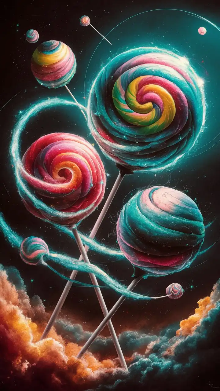 Colorful Cosmic Lollipops in Expressionist Style