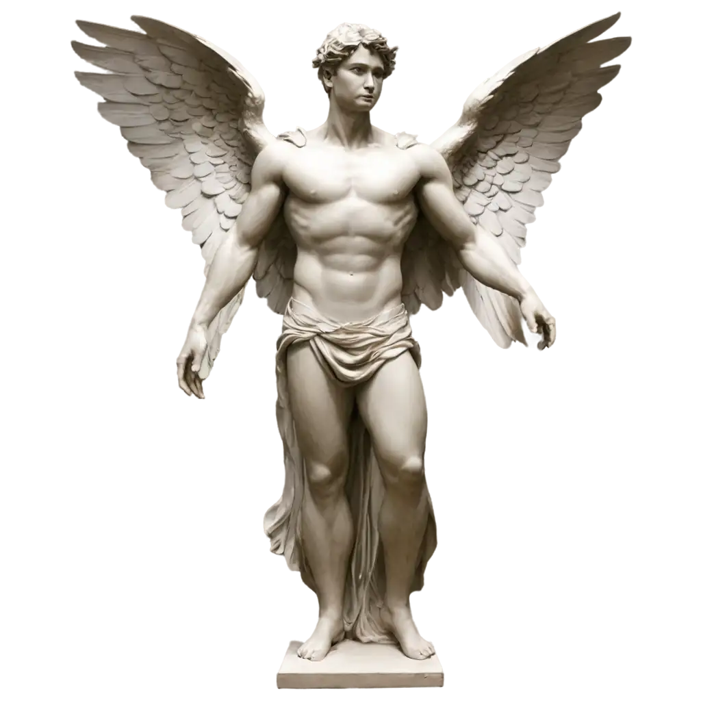 PNG-Sculpture-Style-Male-Angel-with-Large-Wings-Standing-Guard-Heavenly-Guardian-Art