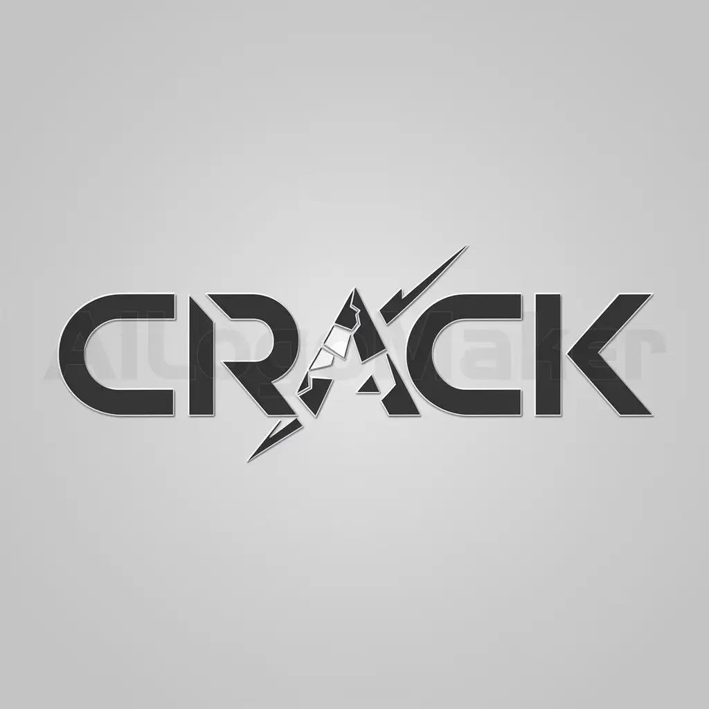 a logo design,with the text "CRACK", main symbol:the middle letter of the logo name should be cracked,Moderate,be used in Technology industry,clear background