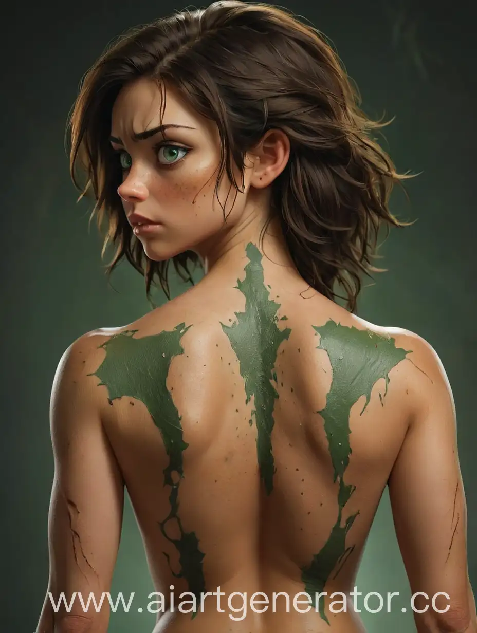 Brunette-Woman-with-Green-Eyes-and-Scars-on-Her-Back