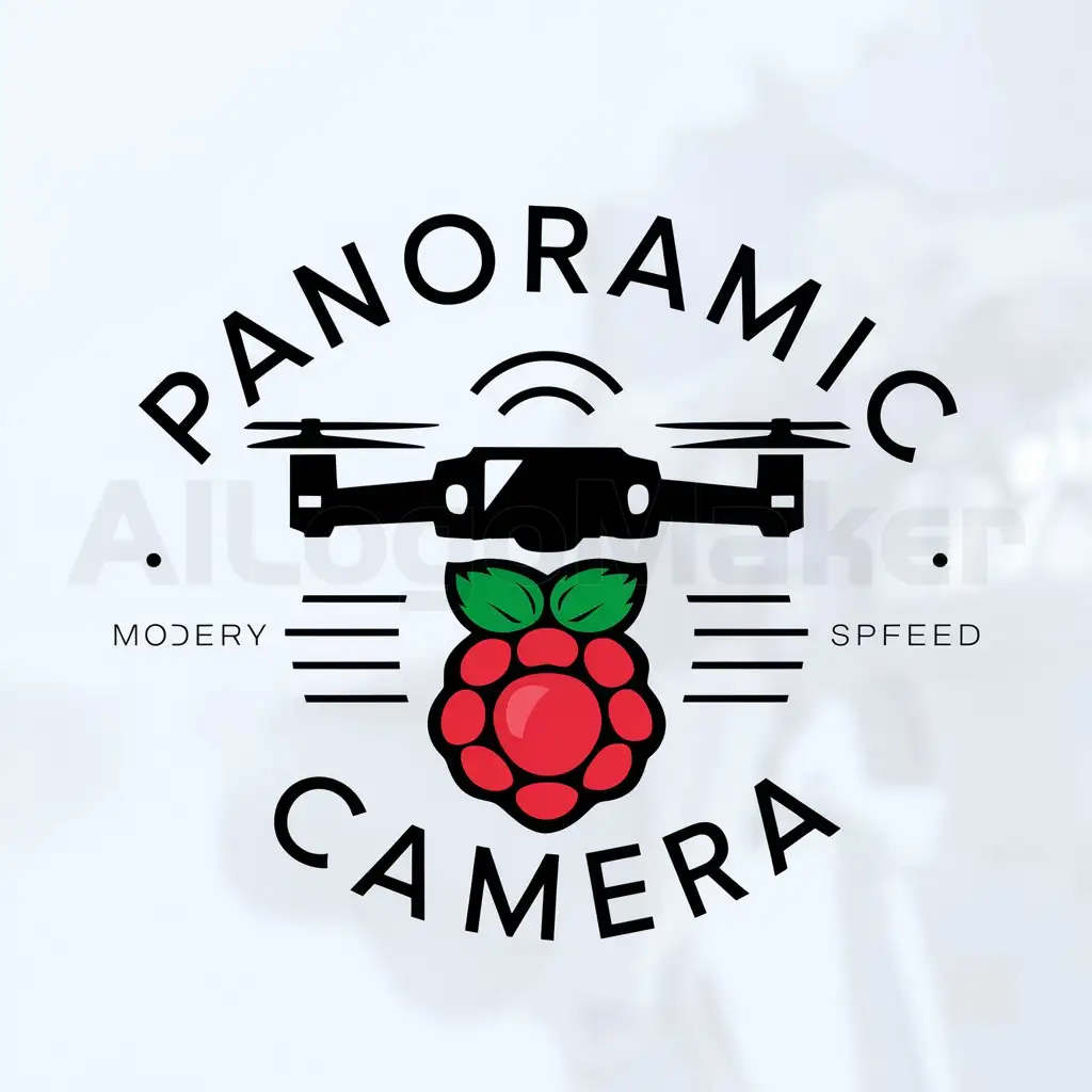 a logo design,with the text "panoramic camera", main symbol:drone, raspberry pi,Moderate,be used in Internet industry,clear background