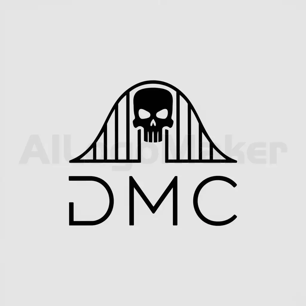 a logo design,with the text "DMC", main symbol:a roller coaster and a skull,Minimalistic,be used in Nonprofit industry,clear background