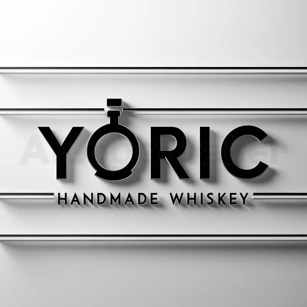 a logo design,with the text "YORIC", main symbol:Handmade Whiskey,Minimalistic,clear background