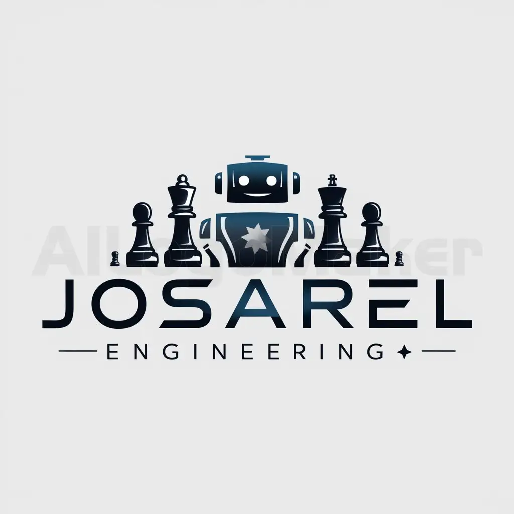 LOGO-Design-for-Josarel-Engineering-Futuristic-Robot-and-Chess-Pieces-Theme