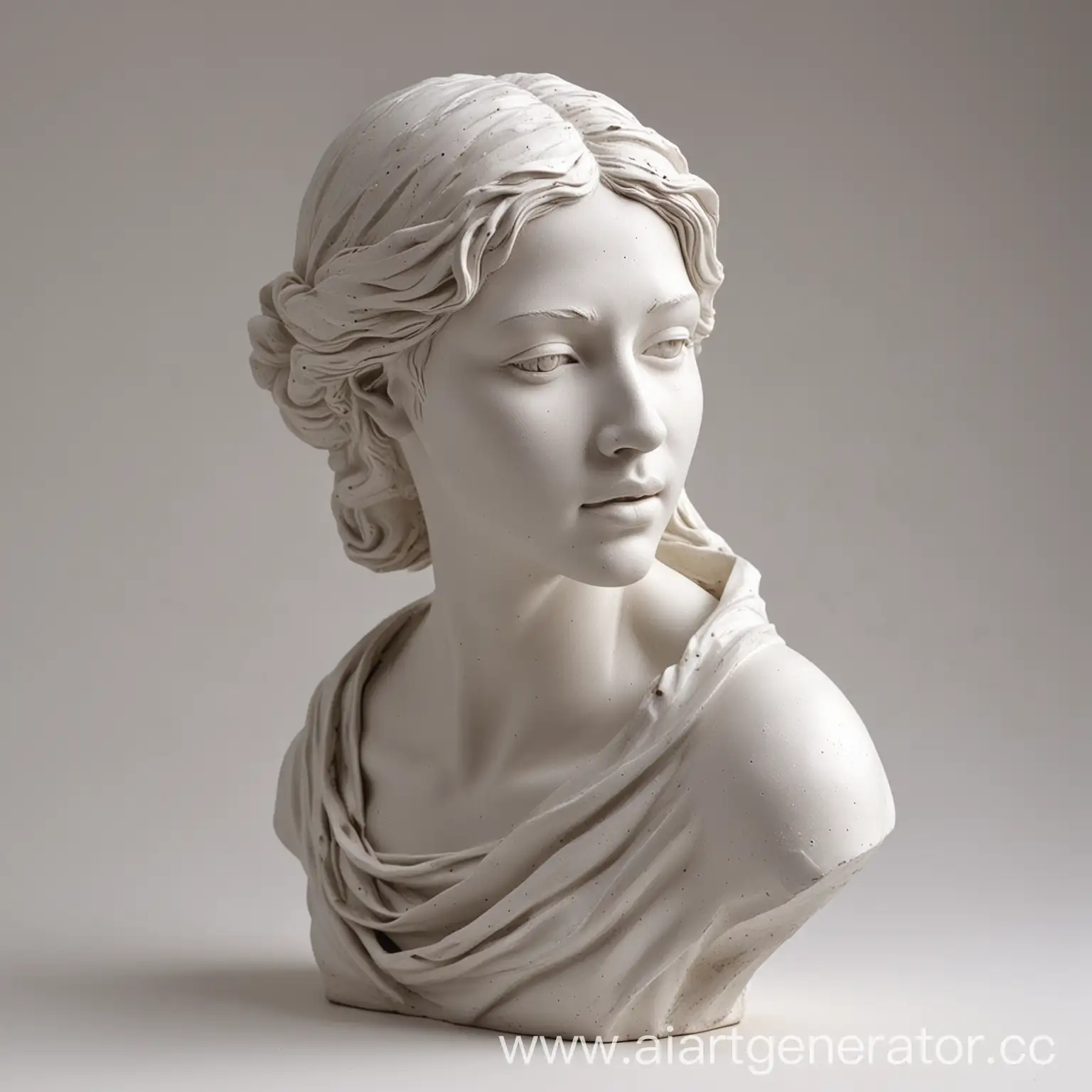 woman white antique ceramic sculpture in 3/4 angle