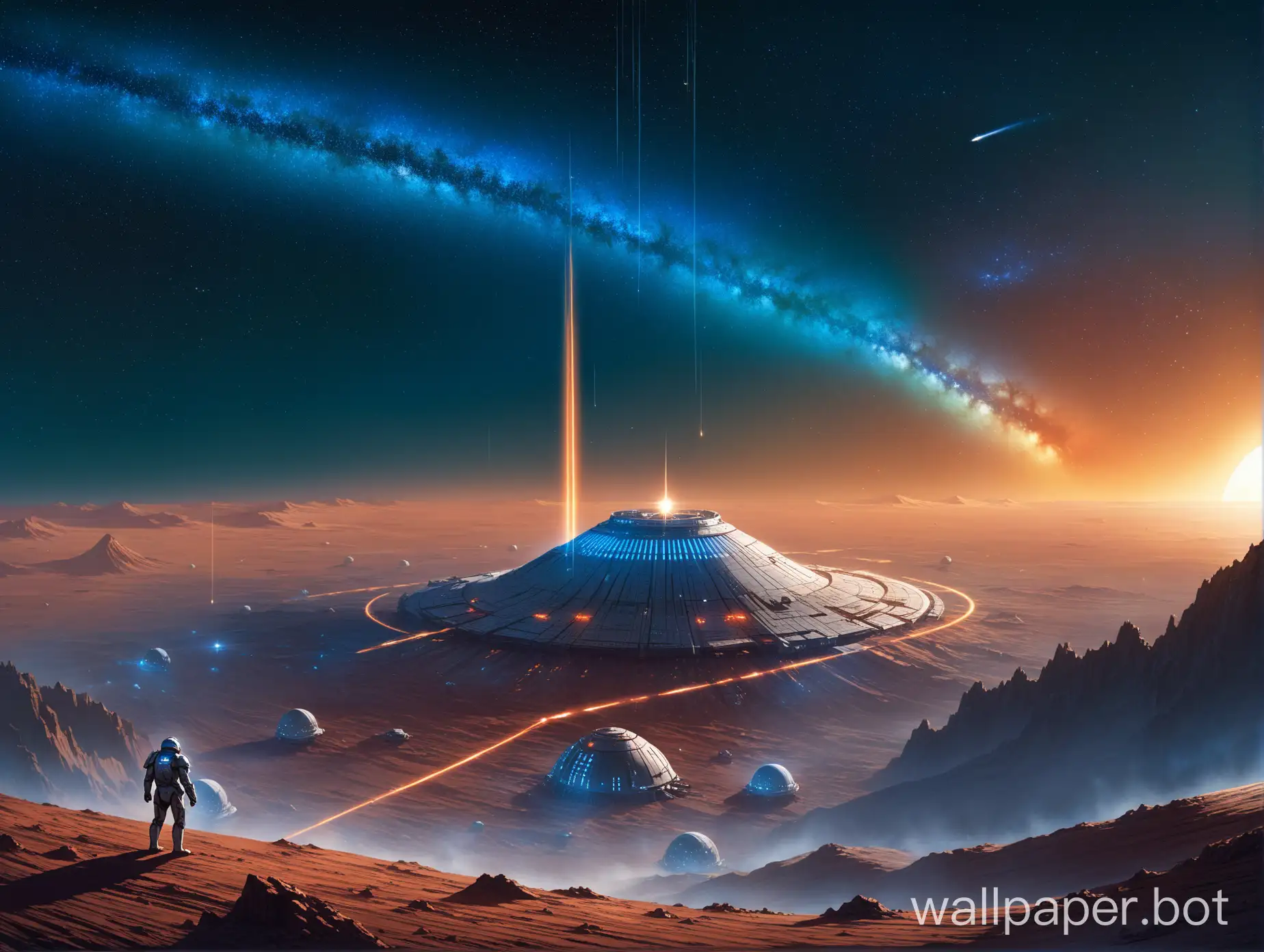 Epic-SciFi-Scene-Lone-Warrior-Amidst-Martian-Ruins-and-Interstellar-Conflict