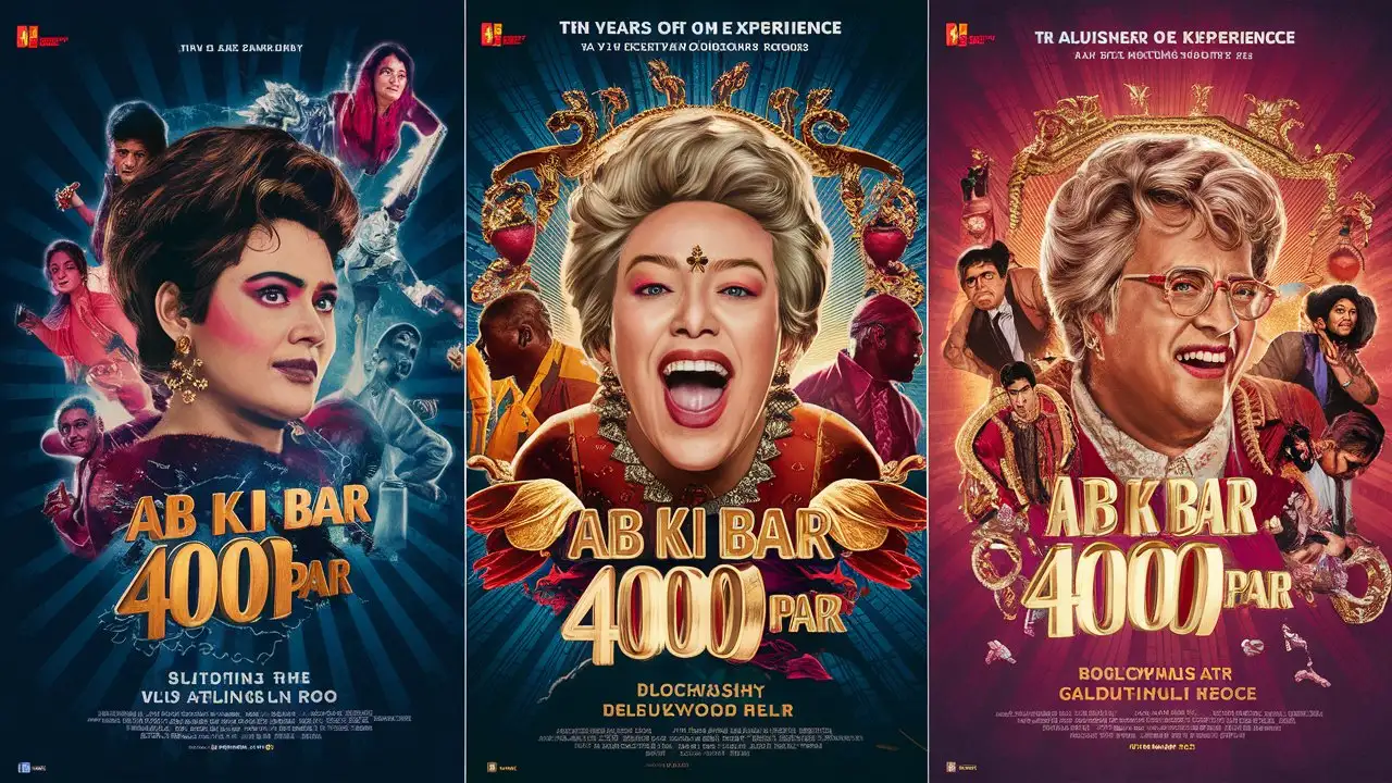 Bollywood Poster Ab ki bar 400 par Vibrant Movie Excitement