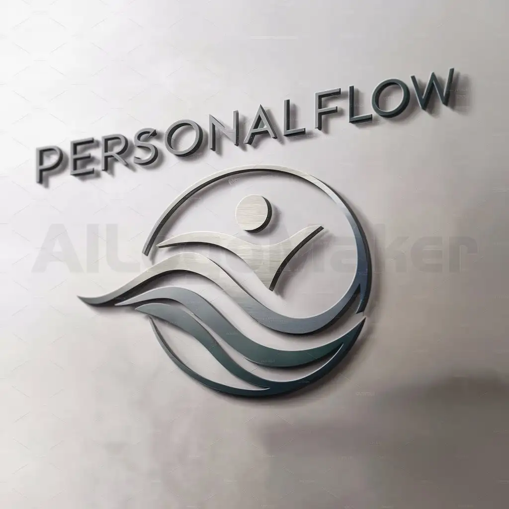 a logo design,with the text "Personal flow", main symbol:Union of man and flow,Moderate,be used in Others industry,clear background