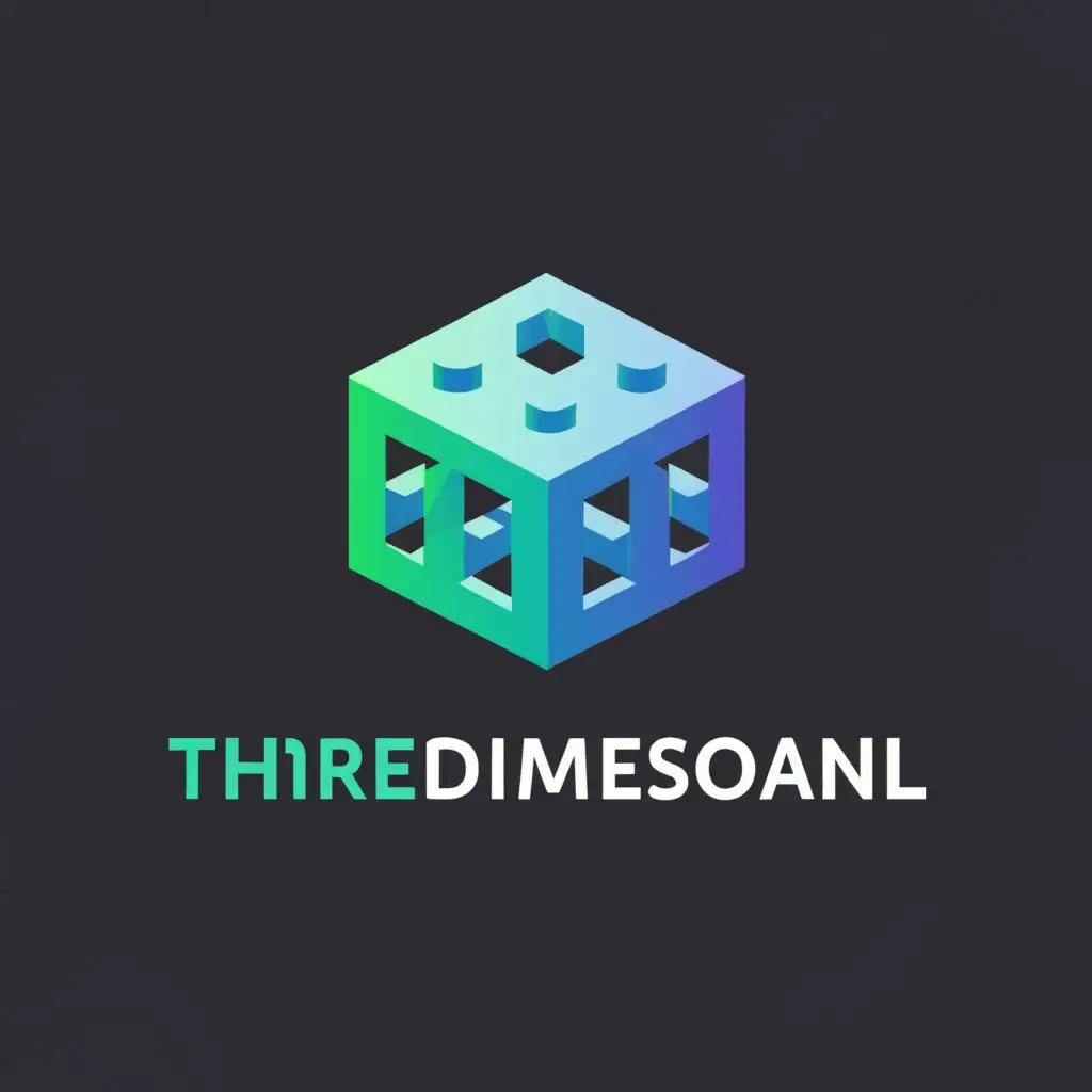 a logo design,with the text "three-dimensional", main symbol:LEGO, 3D cube,Moderate,be used in Technology industry,clear background