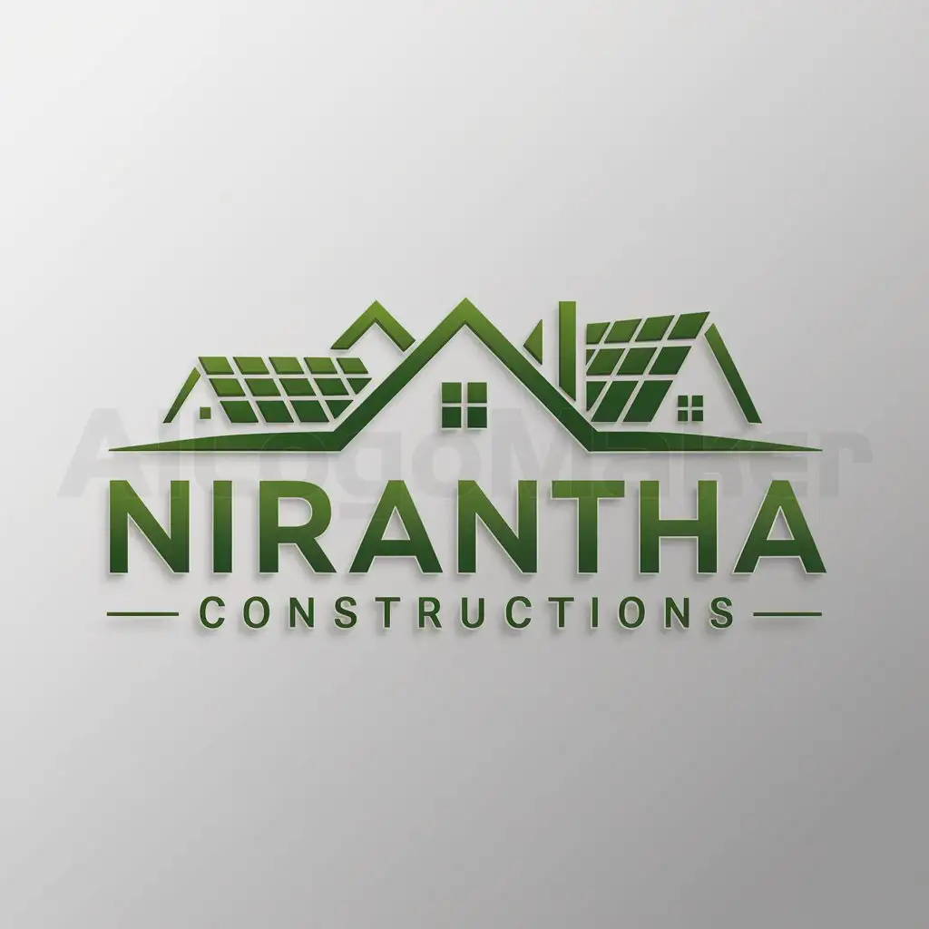 a logo design,with the text "Nirantha Constructions", main symbol:Real estate, eco construction, sustainable, green,Moderate,clear background