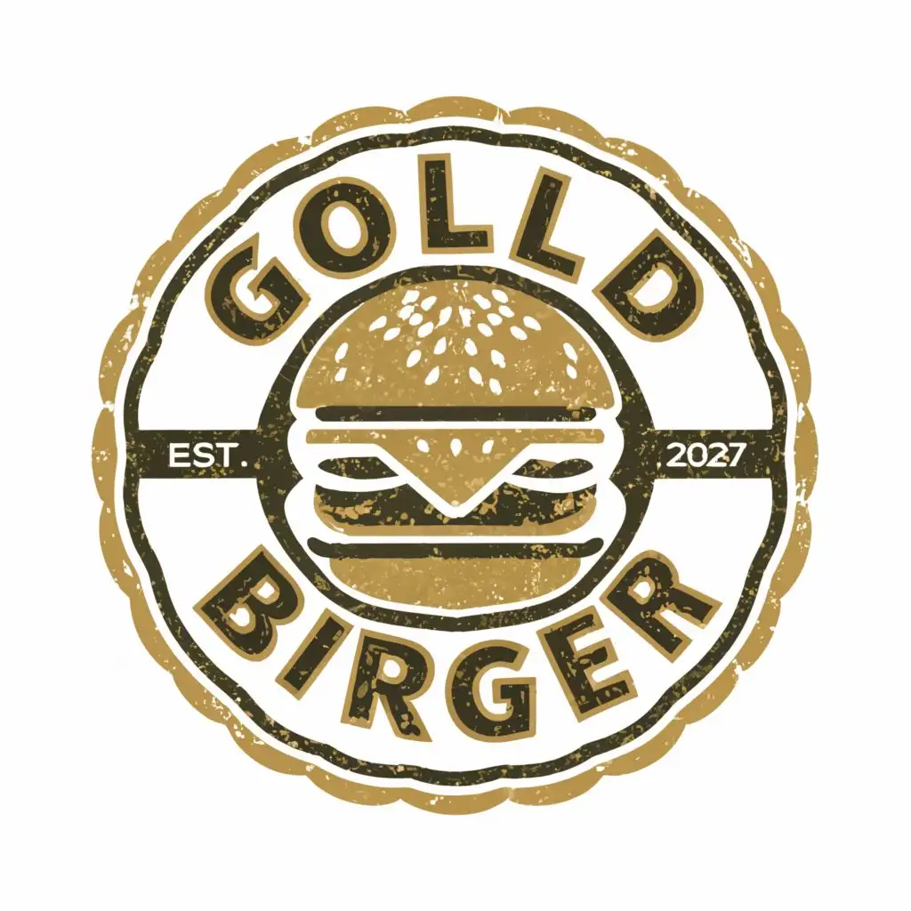 a logo design,with the text "Gold Burger", main symbol:Hamburger,complex,be used in Restaurant industry,clear background