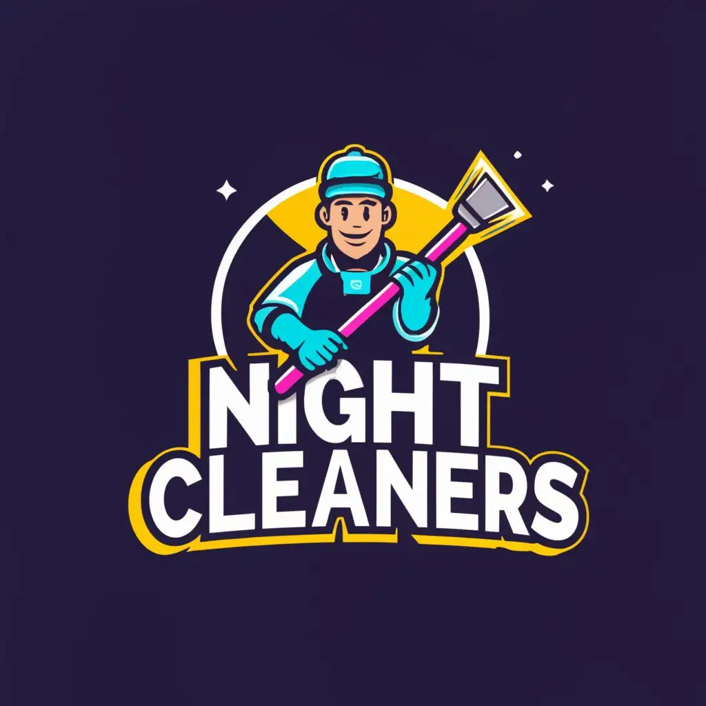 a logo design,with the text "Night Cleaners", main symbol:A Night Cleaner is cleaning,Moderate,be used in Others industry,clear background