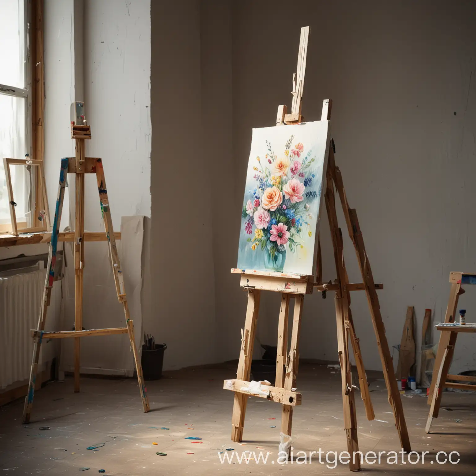 Artist-Painting-on-Canvas-in-Studio