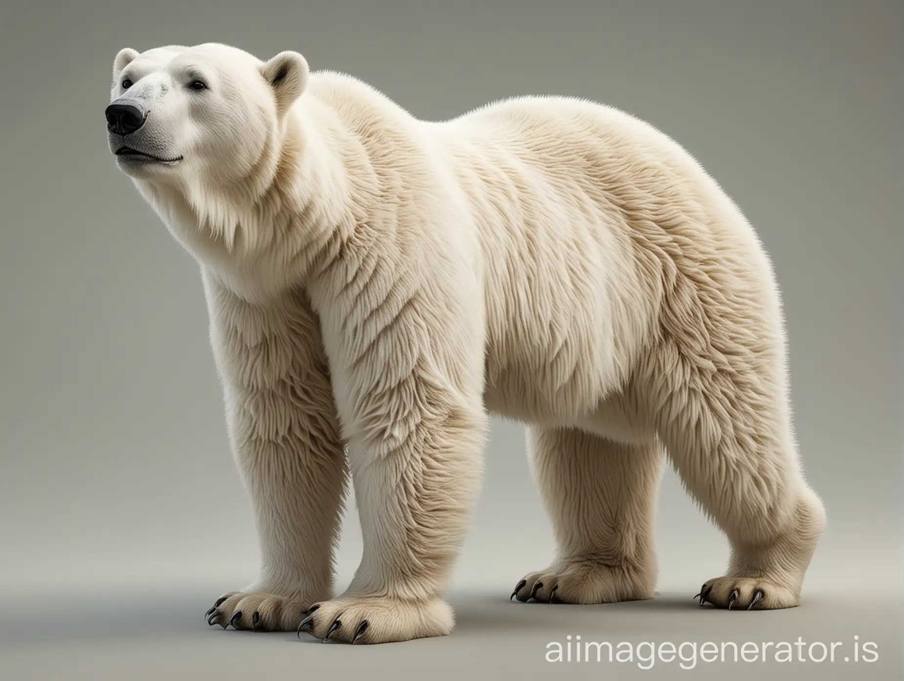 Realistic polar bear, full body, neutral background