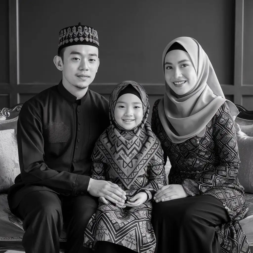 Indonesian Family Portrait Batik Outfits on Luxurious Sofa
