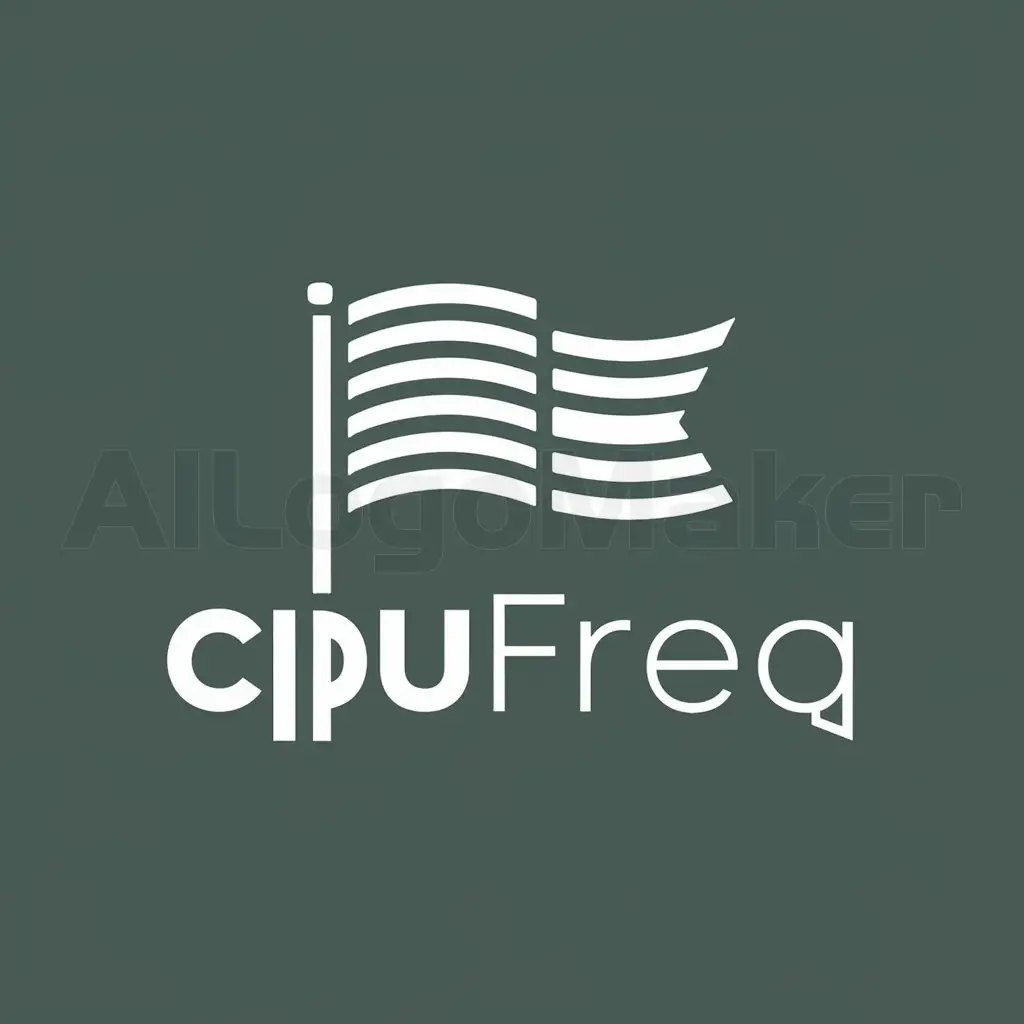 a logo design,with the text "CPUFreq", main symbol:flag name characters, solid color background,Minimalistic,be used in Technology industry,clear background