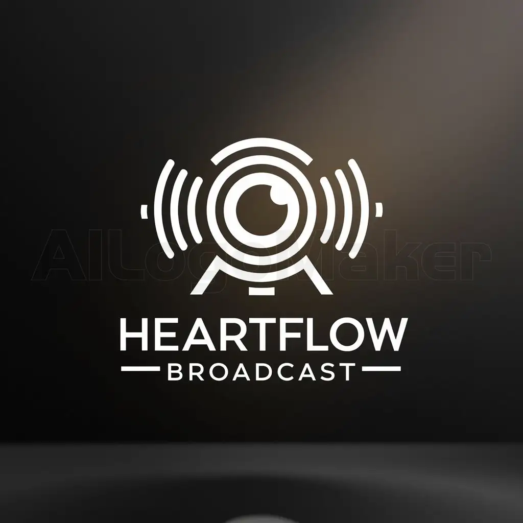 a logo design,with the text "heartflow broadcast", main symbol:pupil, radio,Minimalistic,be used in Entertainment industry,clear background