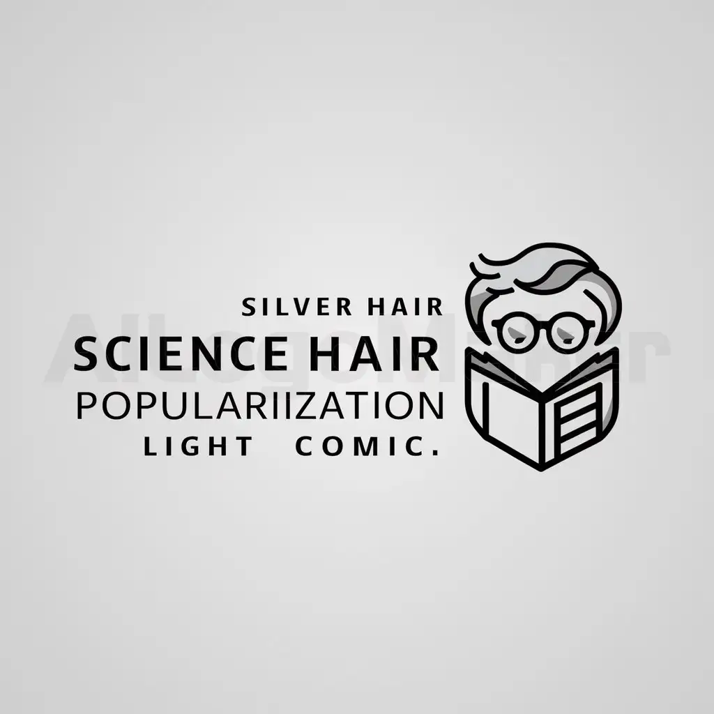 a logo design,with the text "silver hair science popularization light comic", main symbol:senior citizen, comic book, glasses,Moderate,be used in Education industry,clear background