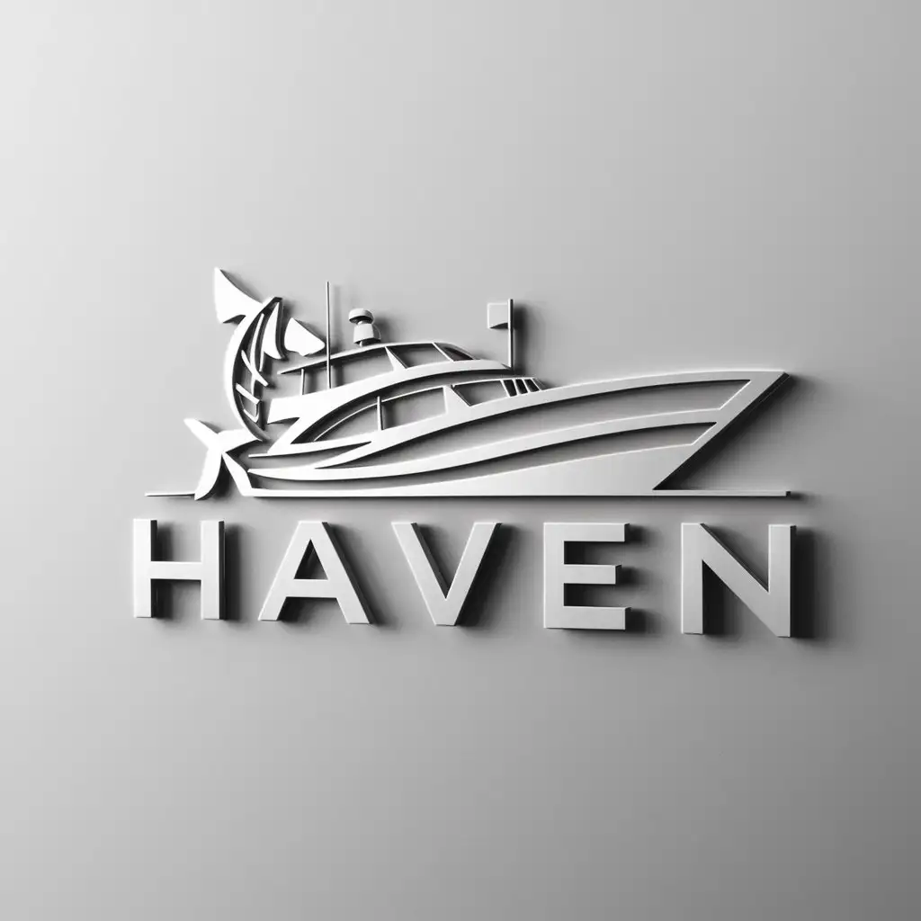 a logo design,with the text 'HAVEN', main symbol:Fishingyacht,Moderate,be used in boating industry,clear background