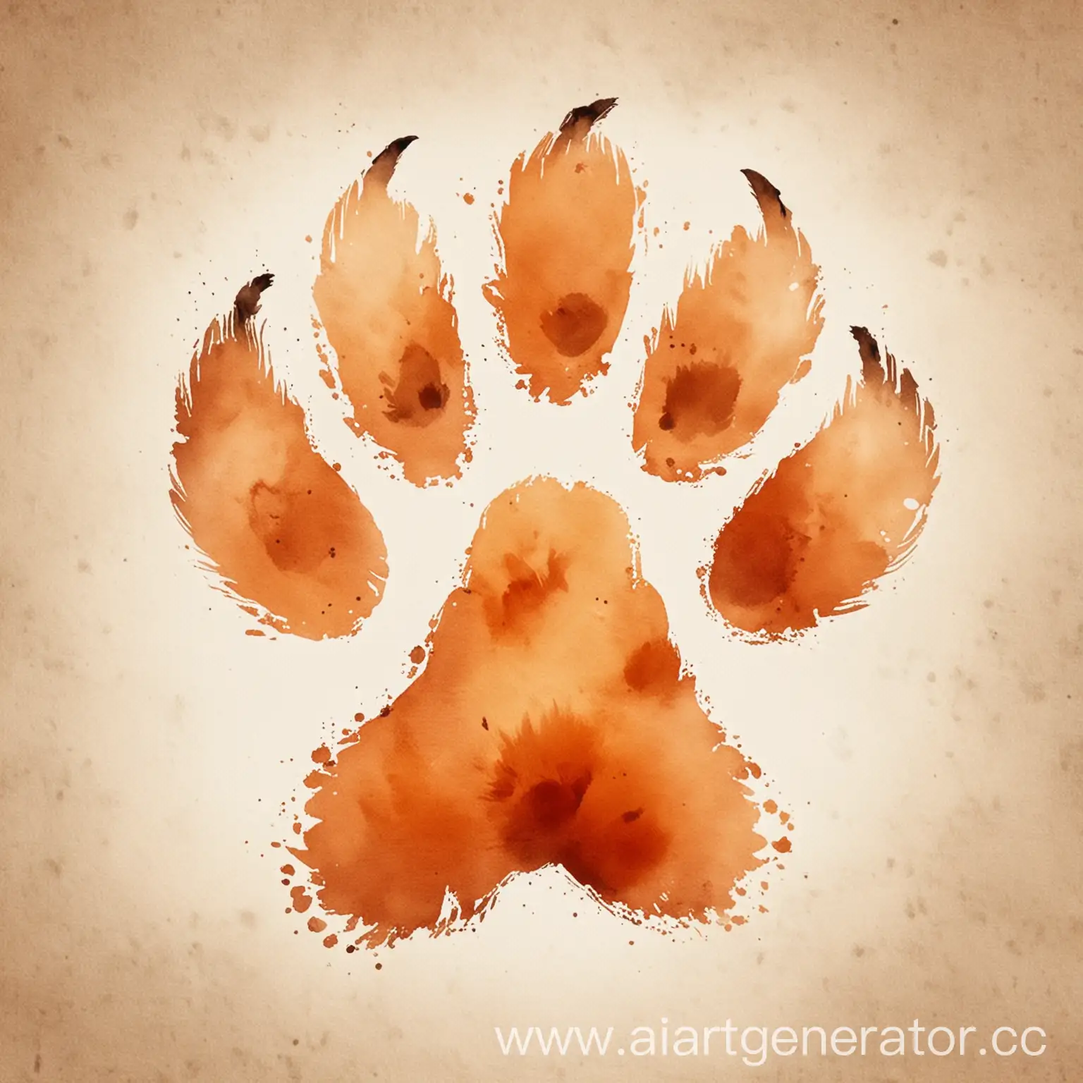 Watercolor-Paw-Print-of-a-Fox-in-Nature