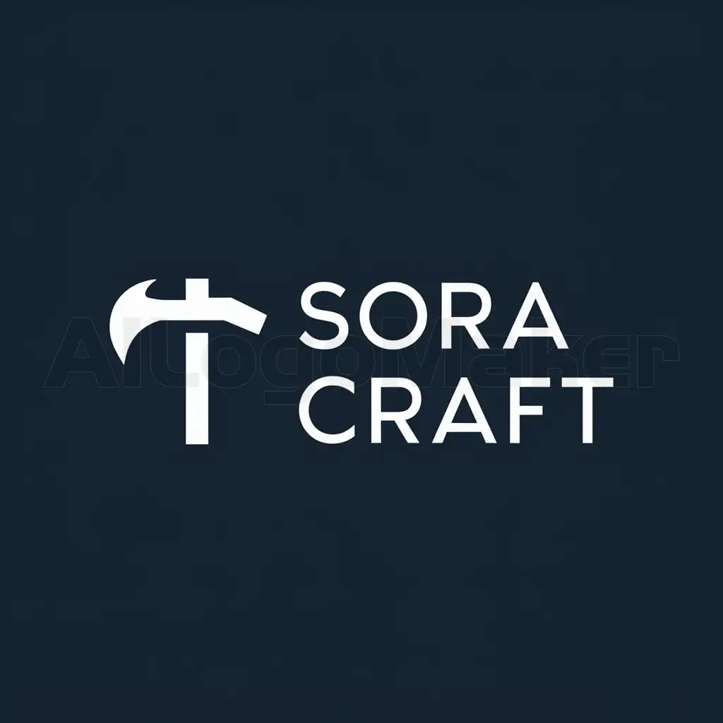 a logo design,with the text "Sora Craft", main symbol:Text on background of pick,Minimalistic,be used in Others industry,clear background