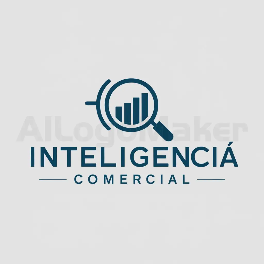 a logo design,with the text "Inteligencia Comercial", main symbol:magnifying glass with bar graph,Moderate,be used in Finance industry,clear background