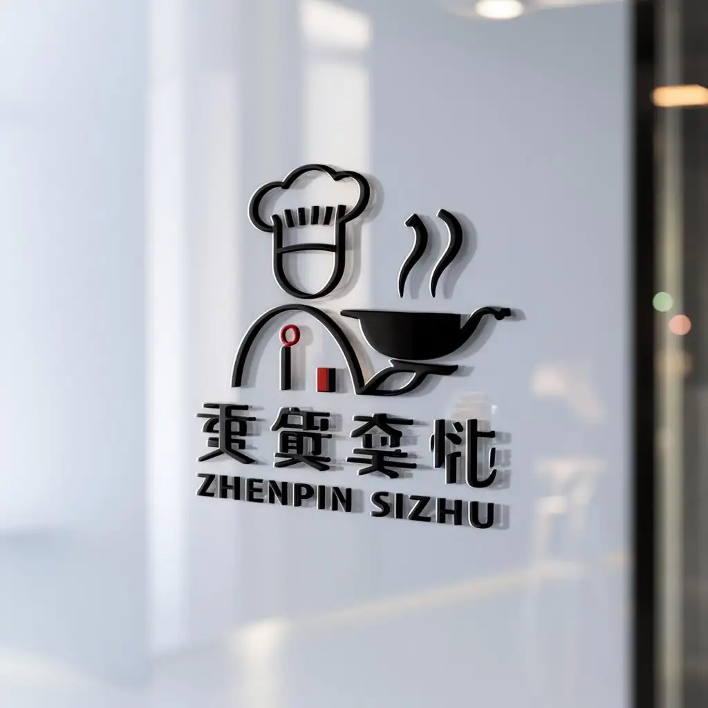 a logo design,with the text "zhenpin sizhu", main symbol:chef,Minimalistic,be used in Restaurant industry,clear background