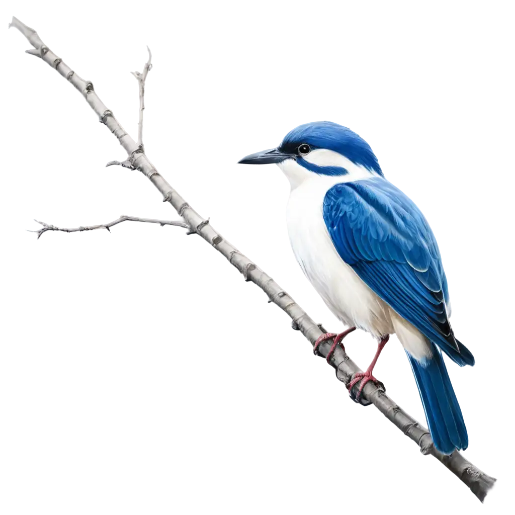 A simple bird in blue and white colors.
