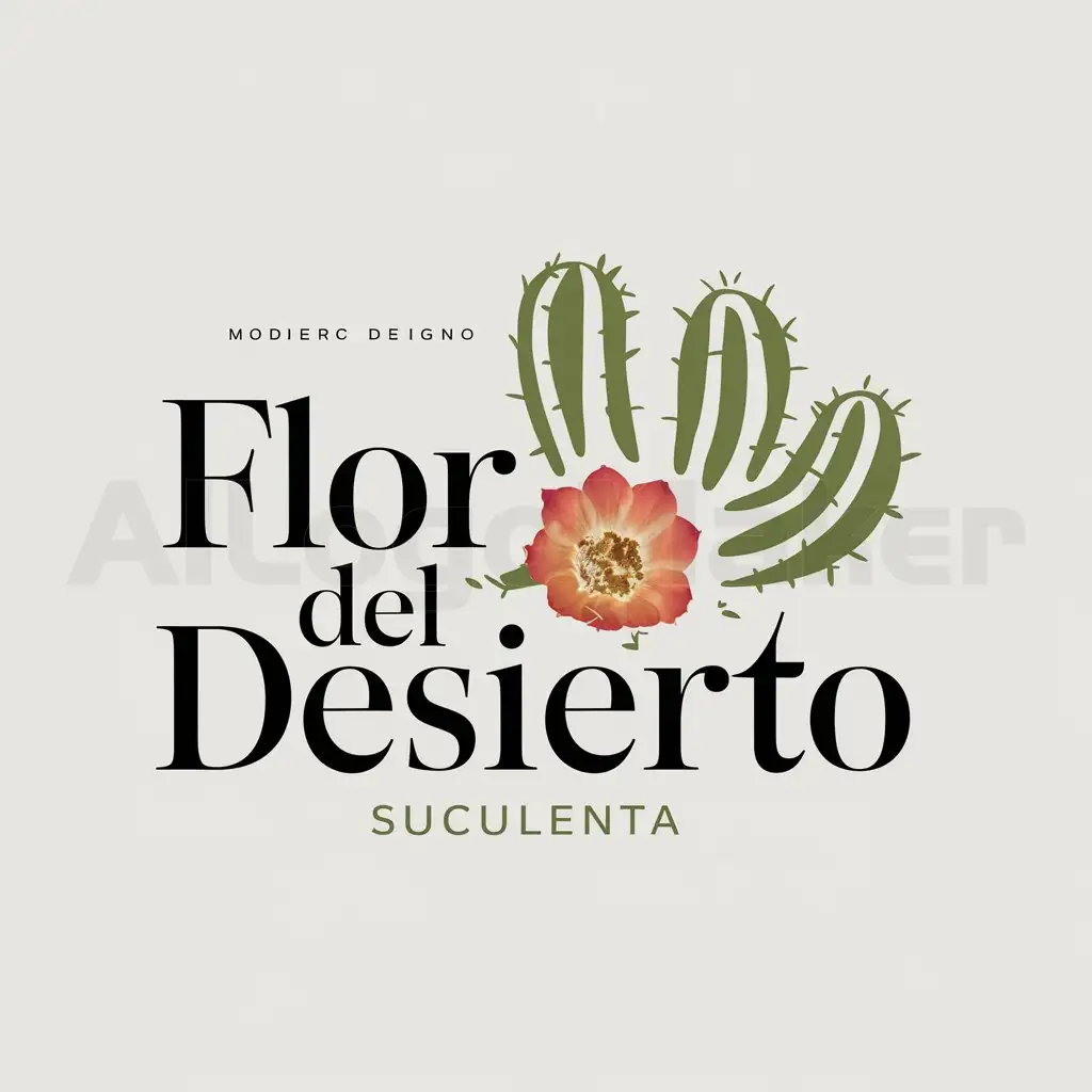 a logo design,with the text "Flor del desierto", main symbol:Suculenta,Moderate,clear background