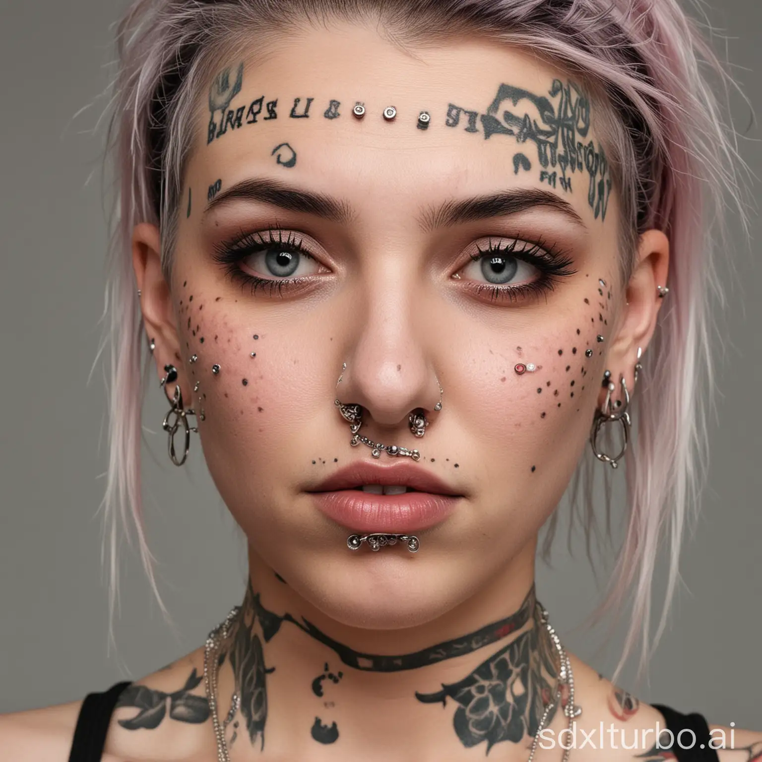 a woman with much too many piercings in his face