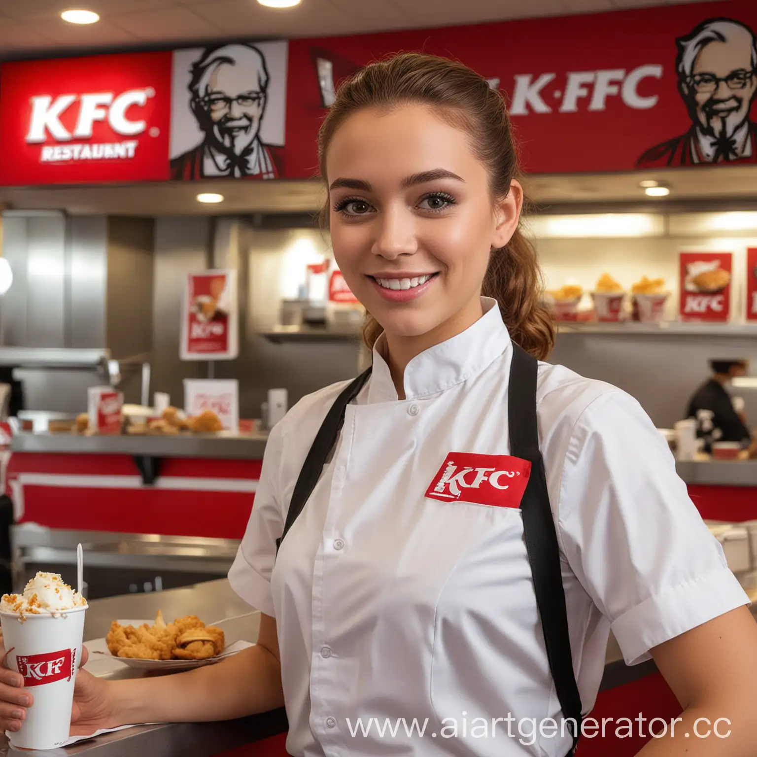 KFC-Restaurant-Employee-Serving-Fried-Chicken-Meals