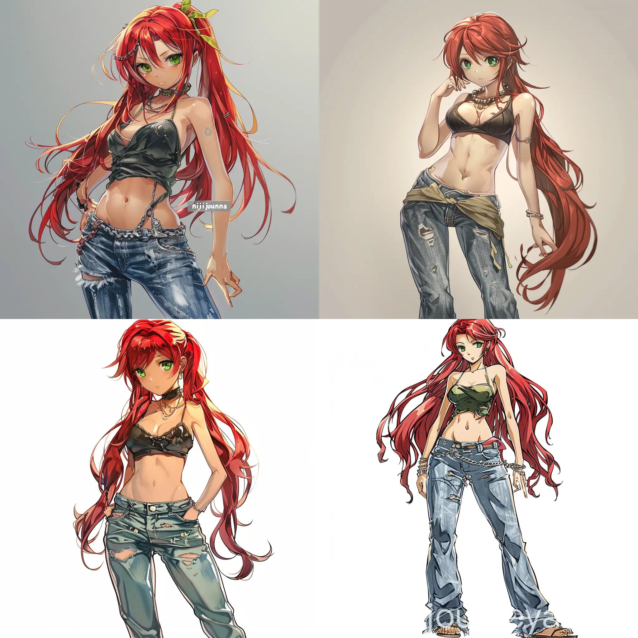 RedHaired-Anime-Girl-in-Stylish-Top-and-Jeans