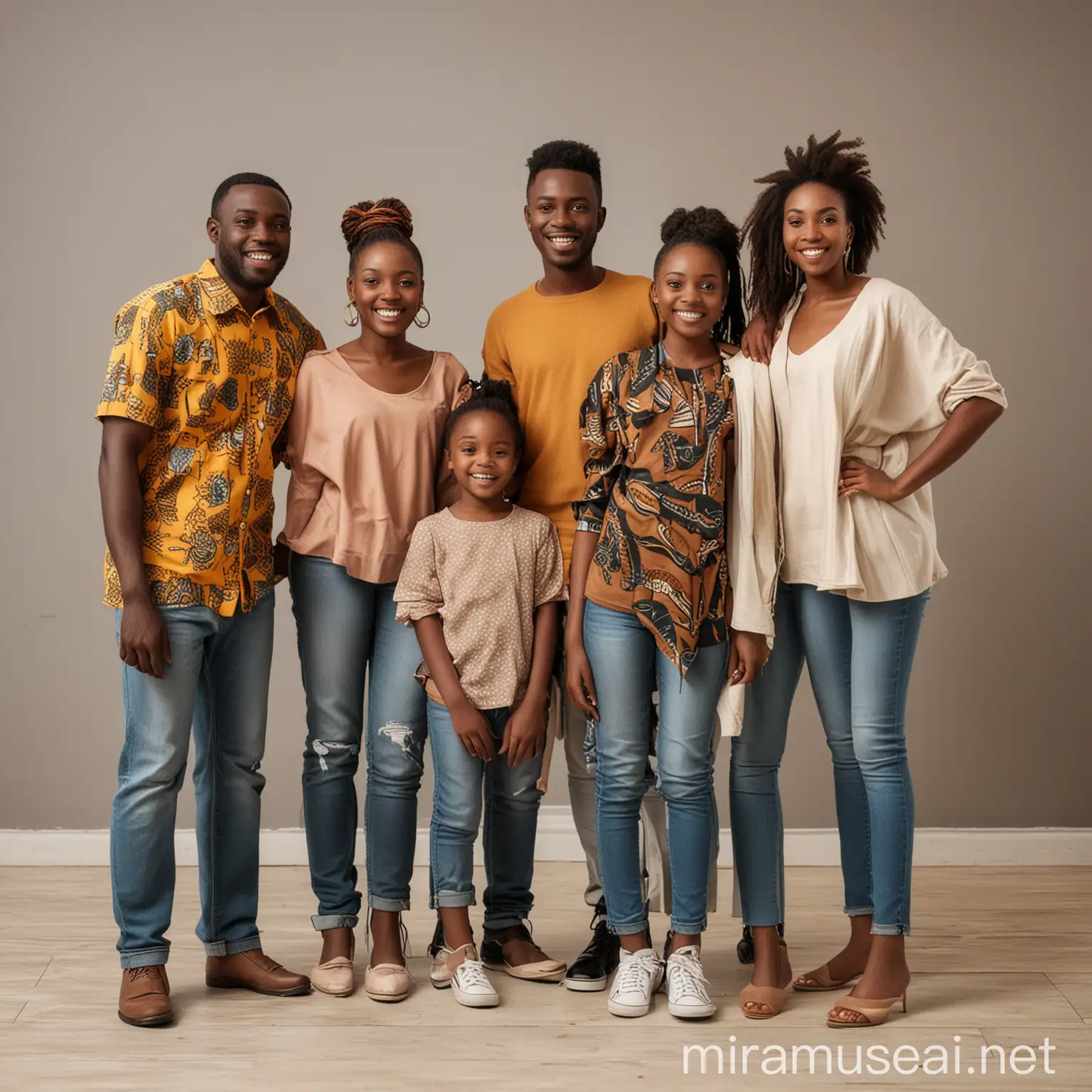 Modern African family with friends standing