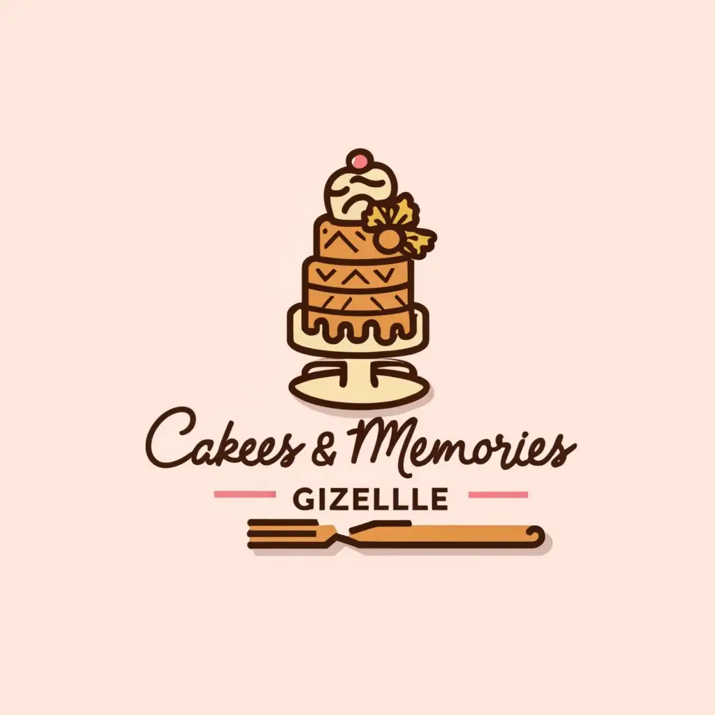 a logo design,with the text "cakes and memories by gizelle", main symbol:cake,Moderate,be used in Restaurant industry,clear background
