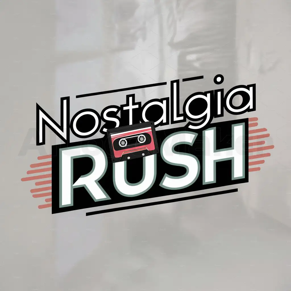 a logo design,with the text "Nostalgia Rush", main symbol:Retro 90s memories,Moderate,clear background