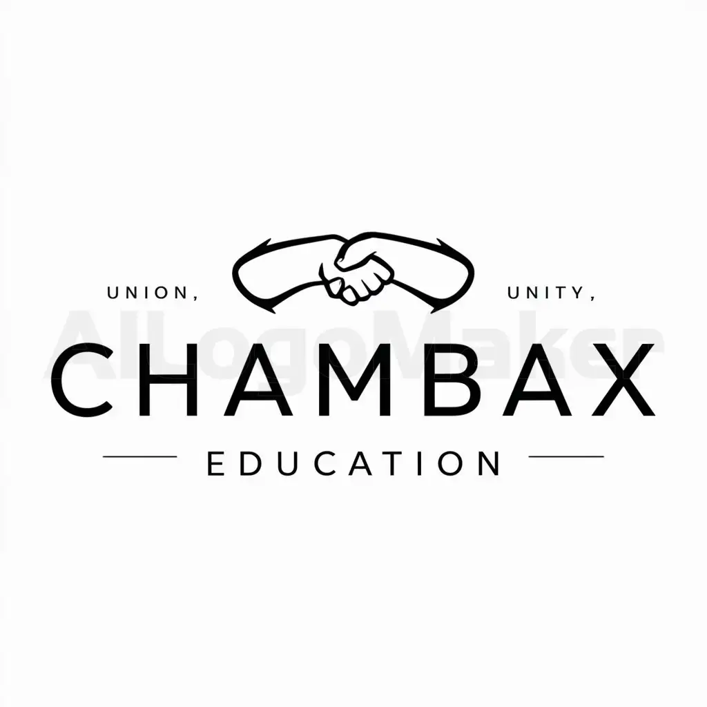 a logo design,with the text "Chambax", main symbol:union. arms crossed, agreement,Moderate,be used in Education industry,clear background