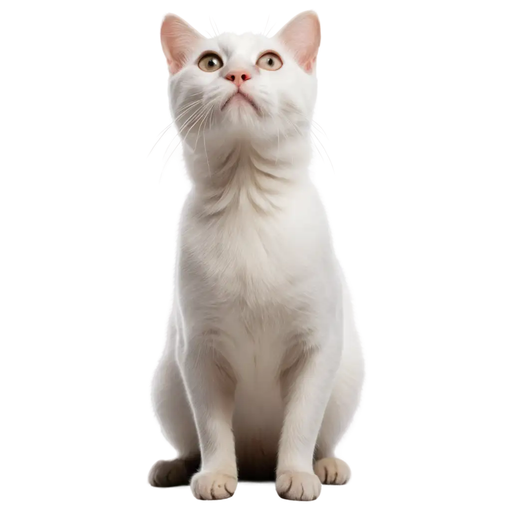 High-Quality-Curious-White-Cat-PNG-Image-Looking-Up