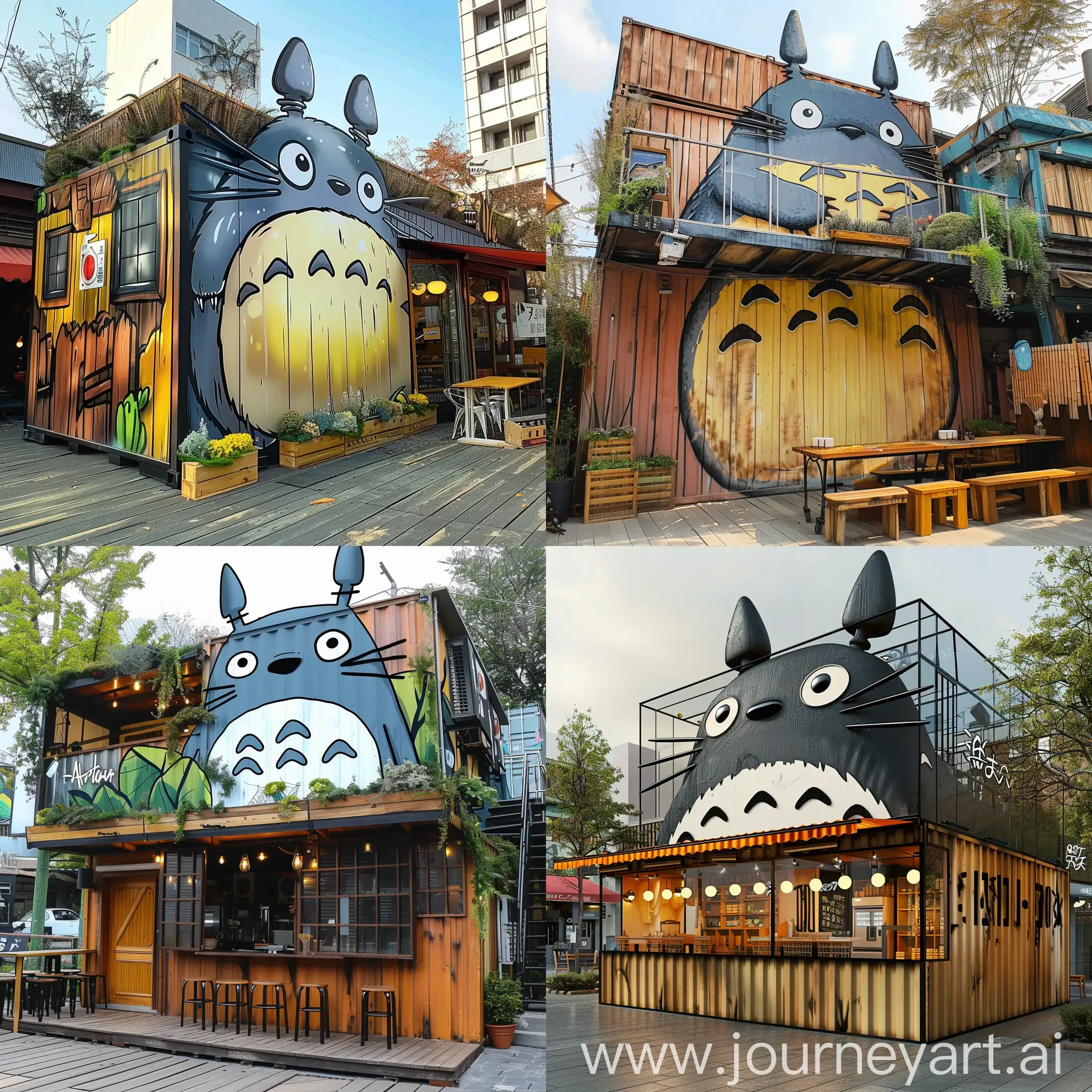 Draw a container 5 meters long, 4 meters wide and 3 meters high Totoro features a theme restaurant next to the street